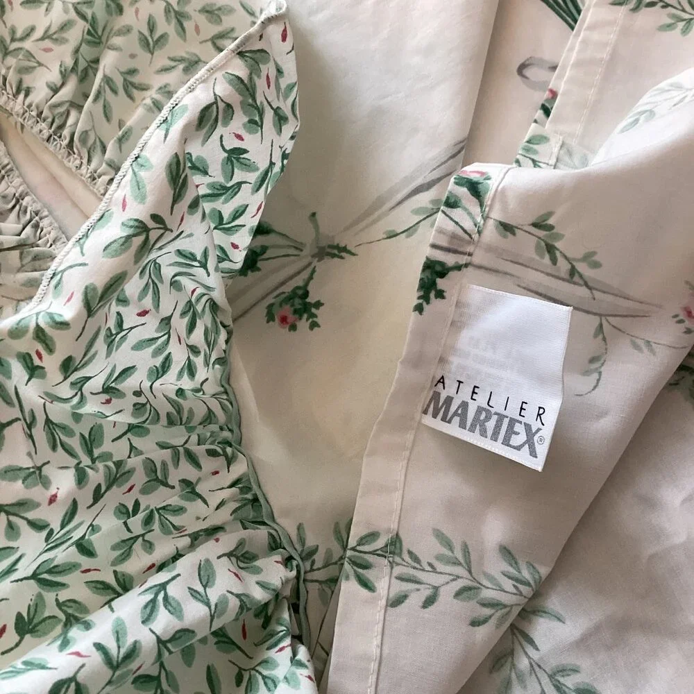 NEW! Atelier Martex Pelham Rose FULL FLAT SHEET Ruffled Trim COTTAGECORE CLASSIC